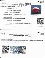 Load image into Gallery viewer, 5.77/CT Natural Indian Ruby with Govt. Lab Certificate (1221)