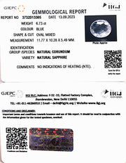 6.73/CT Natural Blue Sapphire with Govt Lab Certificate (23310)