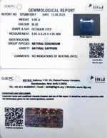 Load image into Gallery viewer, 4.06/Carat Natural Blue Sapphire with Govt Lab Certificate (8991)