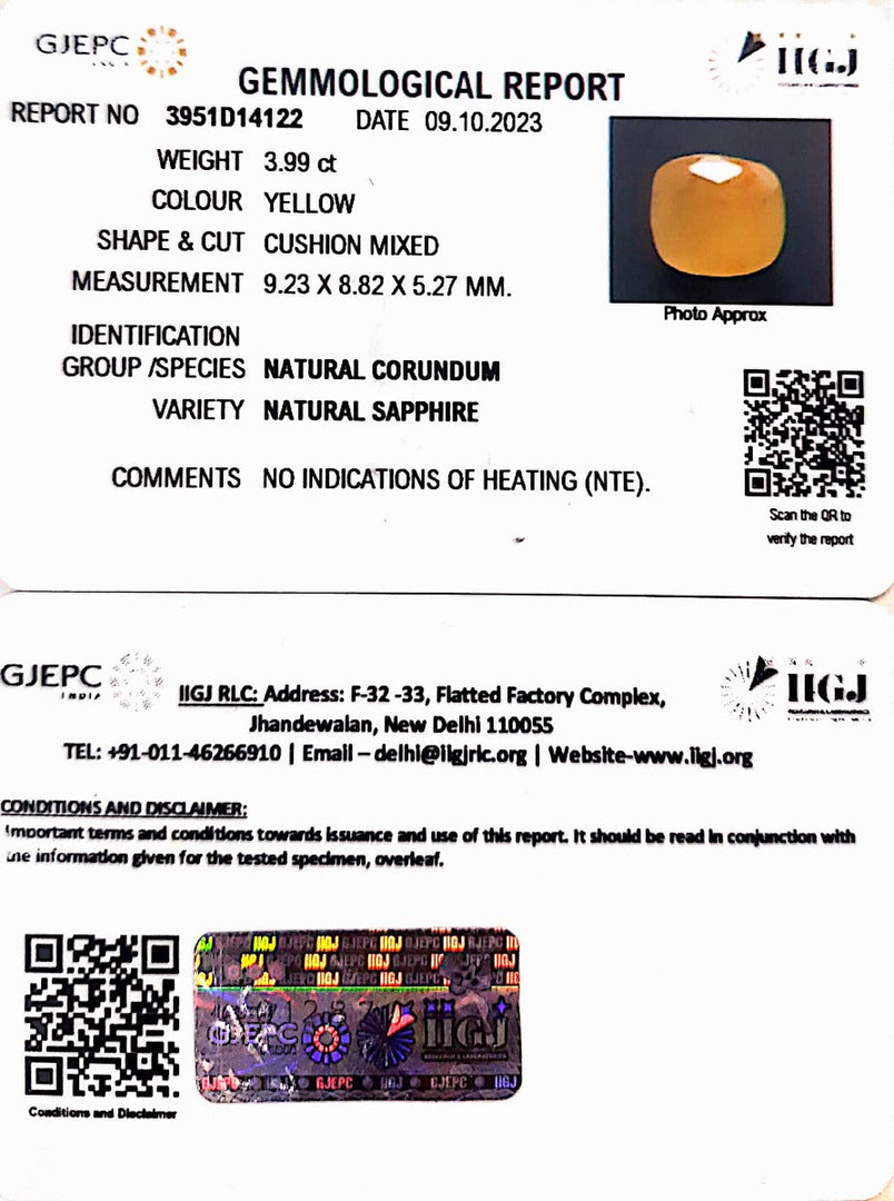 3.99/CT Natural Ceylonese Pukhraj with Govt Lab Certificate (4551)