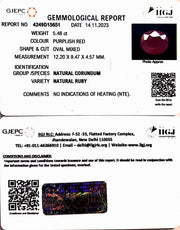 5.48/CT Natural Mozambique Ruby with Govt. Lab Certificate (23310)