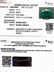 7.61/CT Natural Panna Stone with Govt. Lab Certificate (6771)