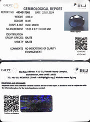 4.98/CT Natural Iolite with Govt Lab Certificate (1221)