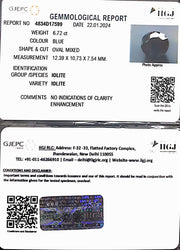 6.72/CT Natural Iolite with Govt Lab Certificate (832)