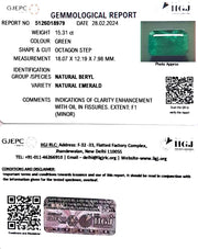 15.31/CT Natural Panna Stone with Govt. Lab Certificate (16650)