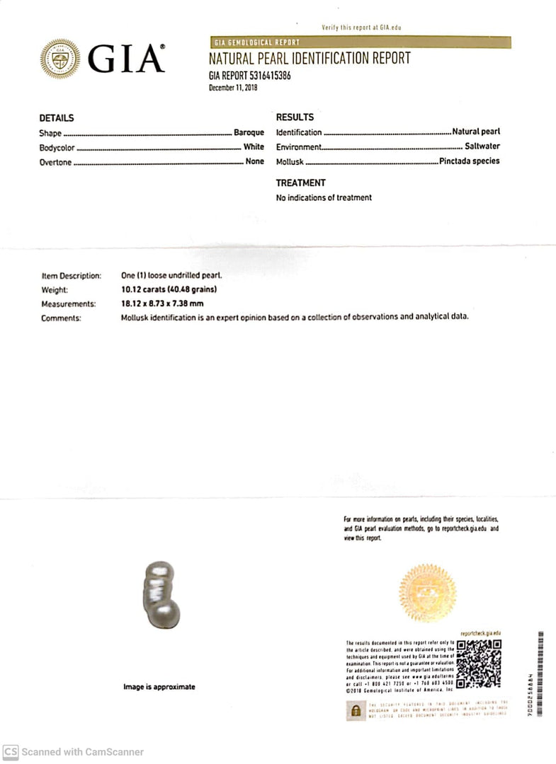 10.12/CT Natural Basra Pearl with Govt. Lab Certificate (58000)