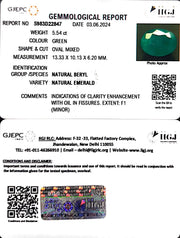 5.54/CT Natural Panna Stone with Govt. Lab Certificate-6771