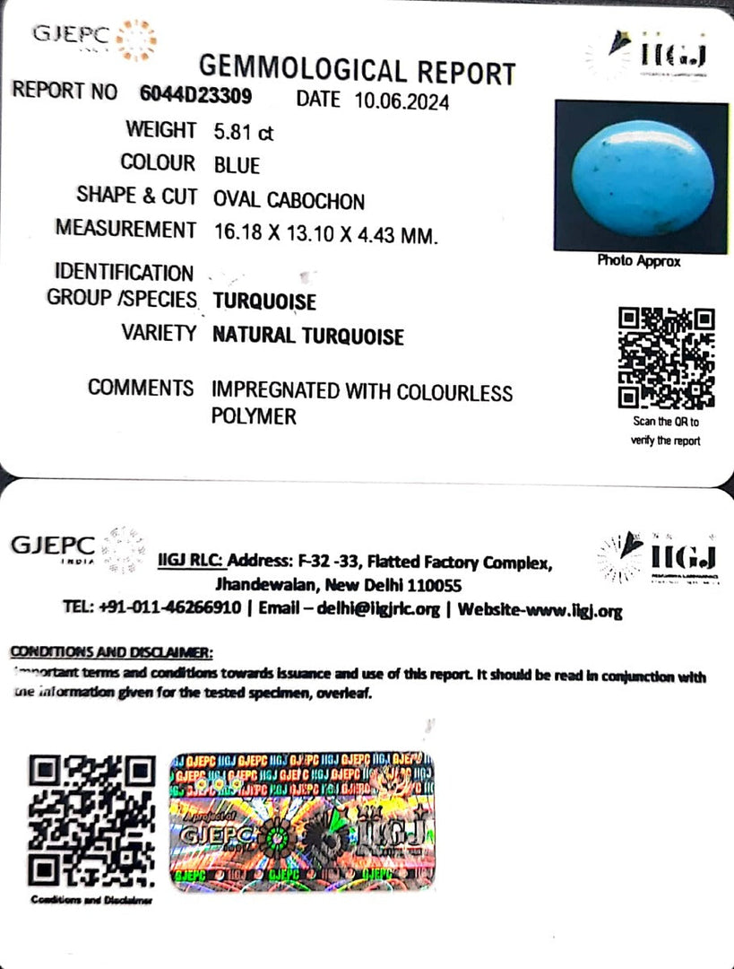5.81/CT Natural Govt. Lab Certified Turquoise-832