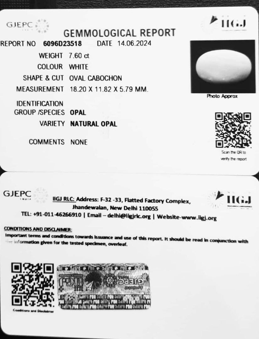 7.60/CT Natural Fire Opal with Govt. Lab Certificate-2331