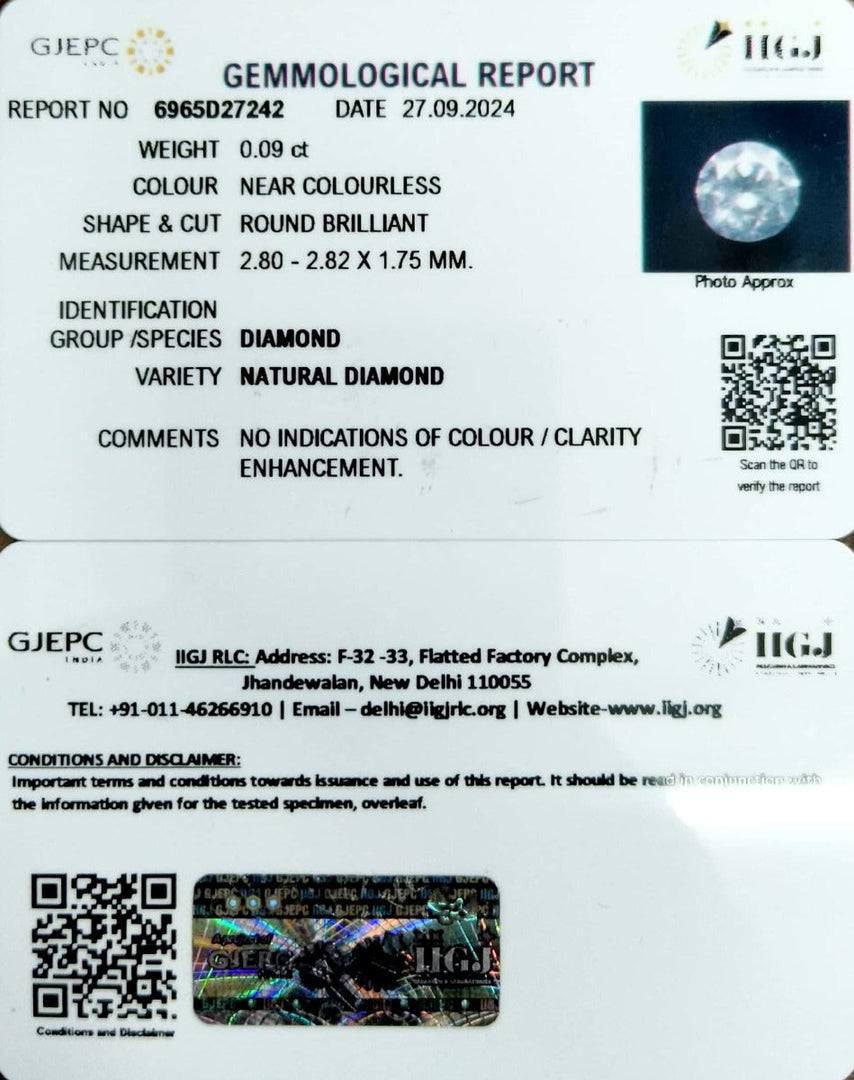 0.09/Cents Natural Diamond with Govt. Lab Certificate-95000