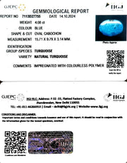 4.08/CT Natural Turquoise With Govt. Lab Certificate-1221