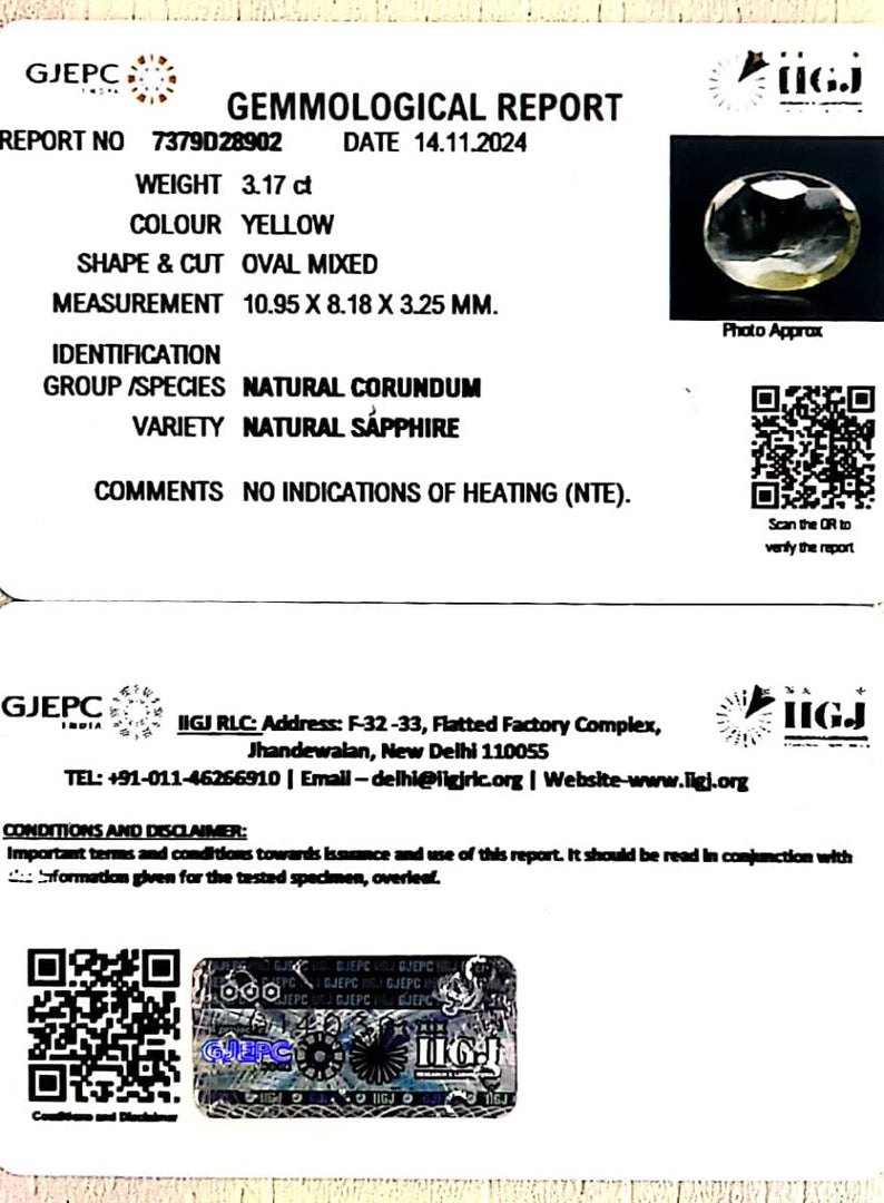 3.17/CT Natural Ceylonese Pukhraj with Govt Lab Certificate-23310
