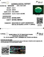 8.52/CT Natural Panna Stone with Govt. Lab Certificate-8991