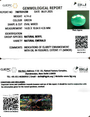 4.74/CT Natural Panna Stone with Govt. Lab Certificate-16650