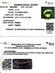 5.75/CT Natural Peridot With Govt. Lab Certificate-5661