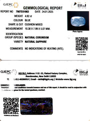 4.92/CT Natural Blue Sapphire with Govt Lab Certificate-4551
