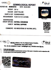 2.87/CT Natural Yellow Sapphire With Govt Lab Certificate