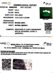 3.63/CT Natural Panna Stone with Govt. Lab Certificate (34410)