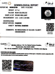 0.71/Cents Natural Diamond with Govt. Lab Certificate-120000