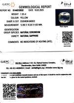 Load image into Gallery viewer, 7.26/CT Natural Yellow Sapphire With Govt Lab Certificate