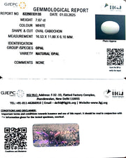 7.67/CT Natural Opal with Govt. Lab Certificate