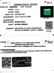 7.27/CT Natural Panna Stone with Govt. Lab Certificate