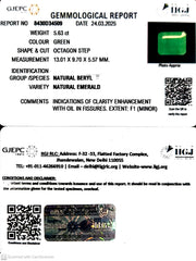 5.63/CT Natural Panna Stone with Govt. Lab Certificate
