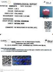 5.40/CT Natural Ruby with Govt. Lab Certificate