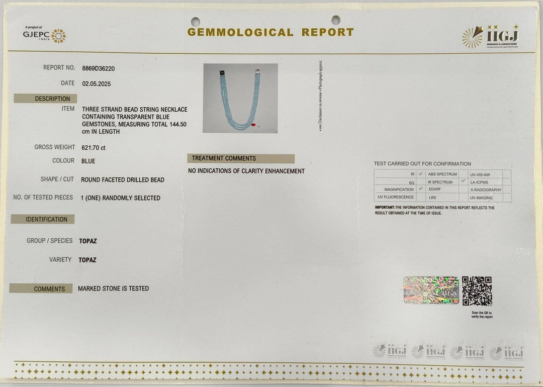 596.70/CT BLUE TOPAZ Beads With Lab Certificate (200)