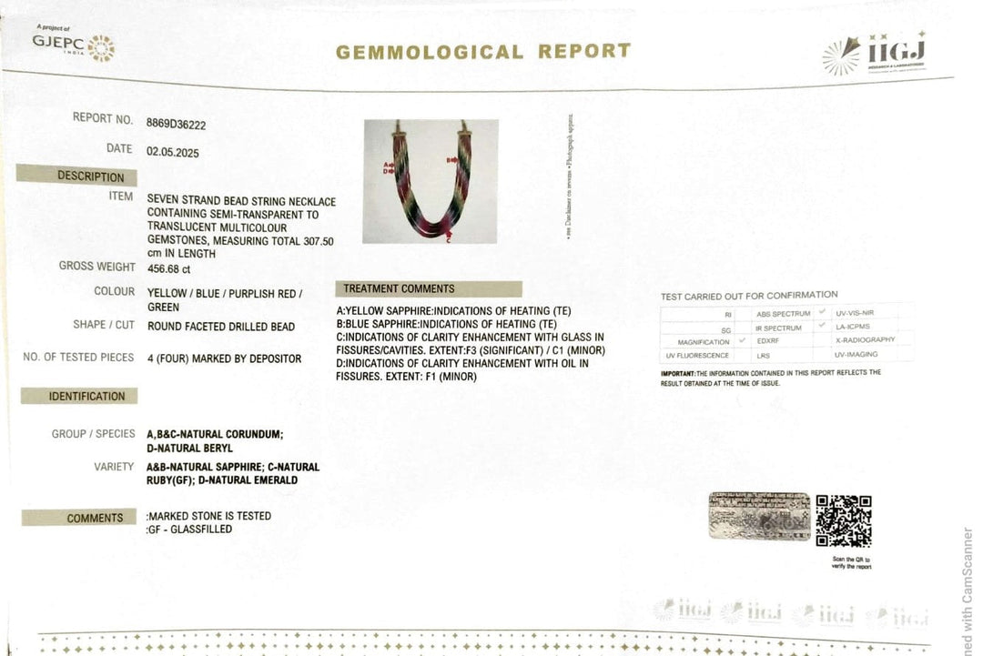 456.68/CT Natural Multi Beads With Lab Certificate