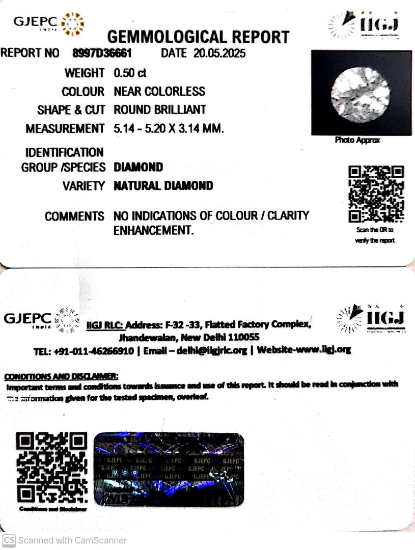 0.50/Cents Natural Diamond with Govt. Lab Certificate-140000