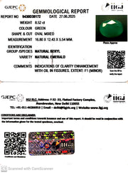 8.52/CT Natural Panna Stone with Govt. Lab Certificate (3441)