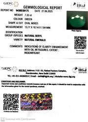 7.33/CT Natural Panna Stone with Govt. Lab Certificate (6771)