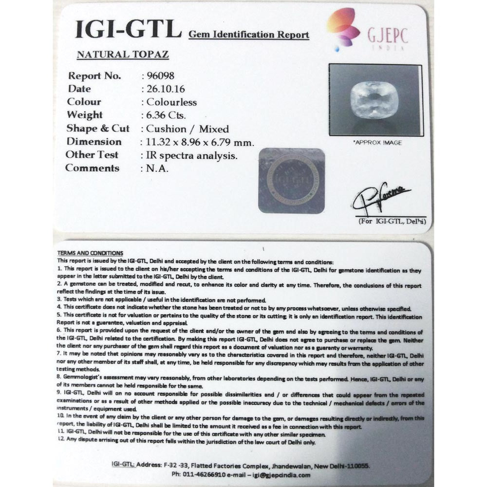 7.07 Ratti Natural White topez with Govt. Lab Certificate-1665