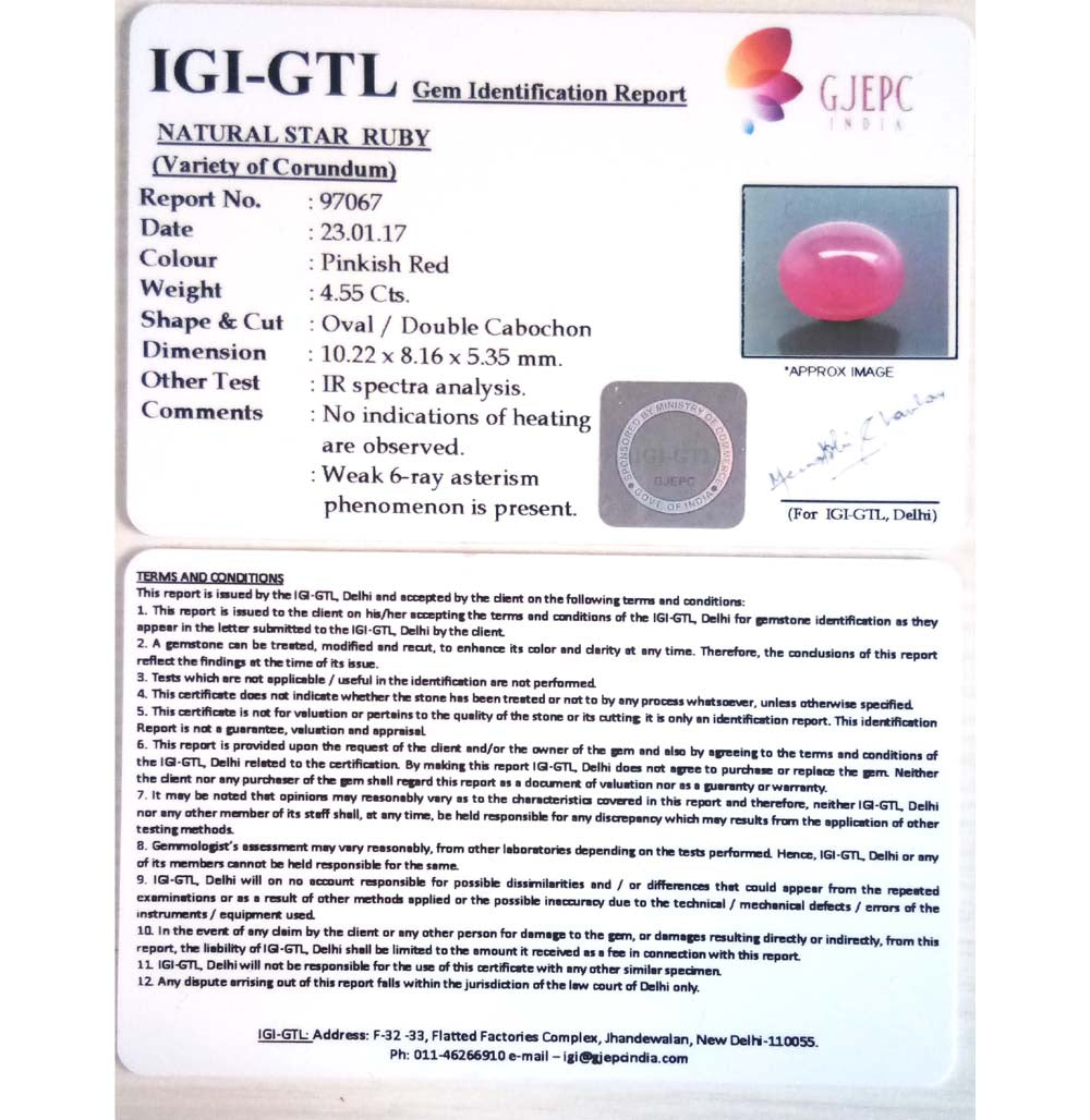 5.05 Ratti Natural Mozambique Ruby with Govt. Lab Certificate-(23310)