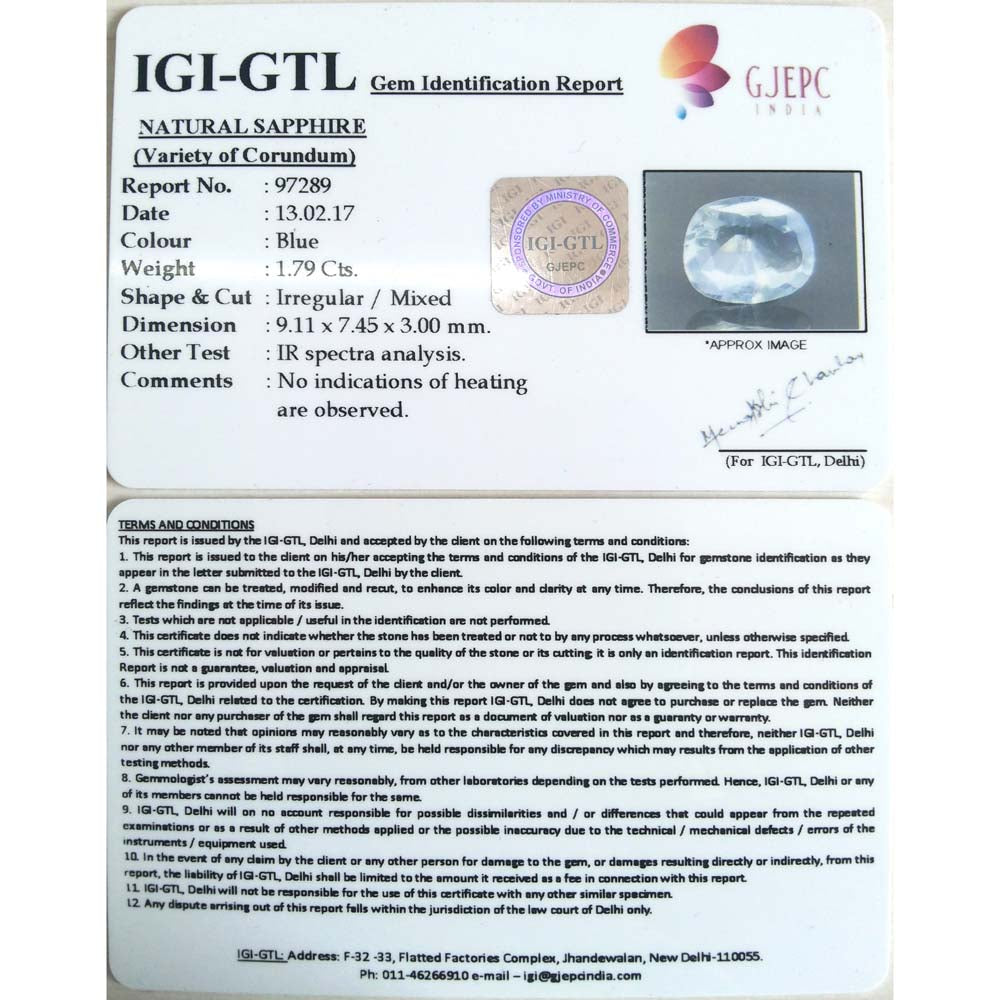 2.19 Ratti Natural blue sapphire with Govt. Lab Certificate-(8991)
