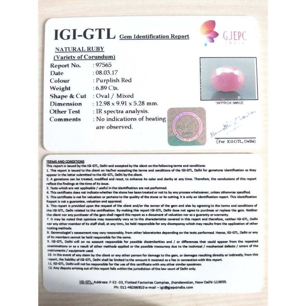 7.66 Ratti Natural Mozambique Ruby with Govt. Lab Certificate (7881)