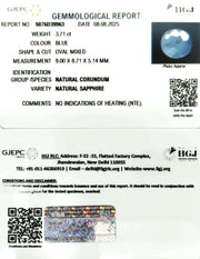 3.71/CT Natural Blue Sapphire with Govt Lab Certificate (6771)