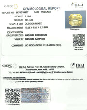 8.14/CT Natural Yellow Sapphire With Govt Lab Certificate (67710)