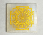 Load image into Gallery viewer, Golden Shri Yantra Selenite Charging Plate