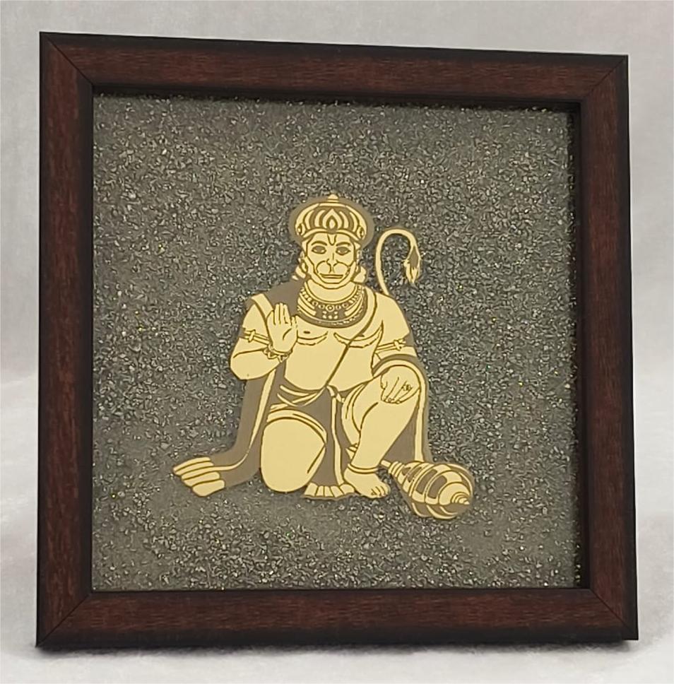 HANUMAN JI ON GOLDEN PYRITE PLATE