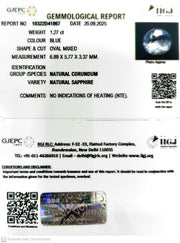 1.27/CT Natural Blue Sapphire with Govt Lab Certificate (23310)