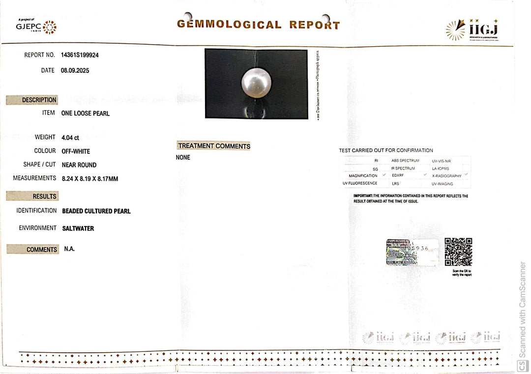 4.04/CT Natural South Sea Pearl Beads With Lab Certificate