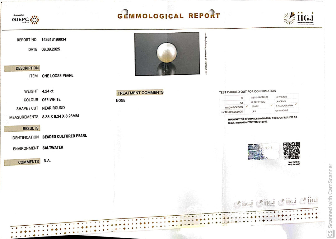 4.24/CT Natural South Sea Pearl Beads With Lab Certificate (1550)