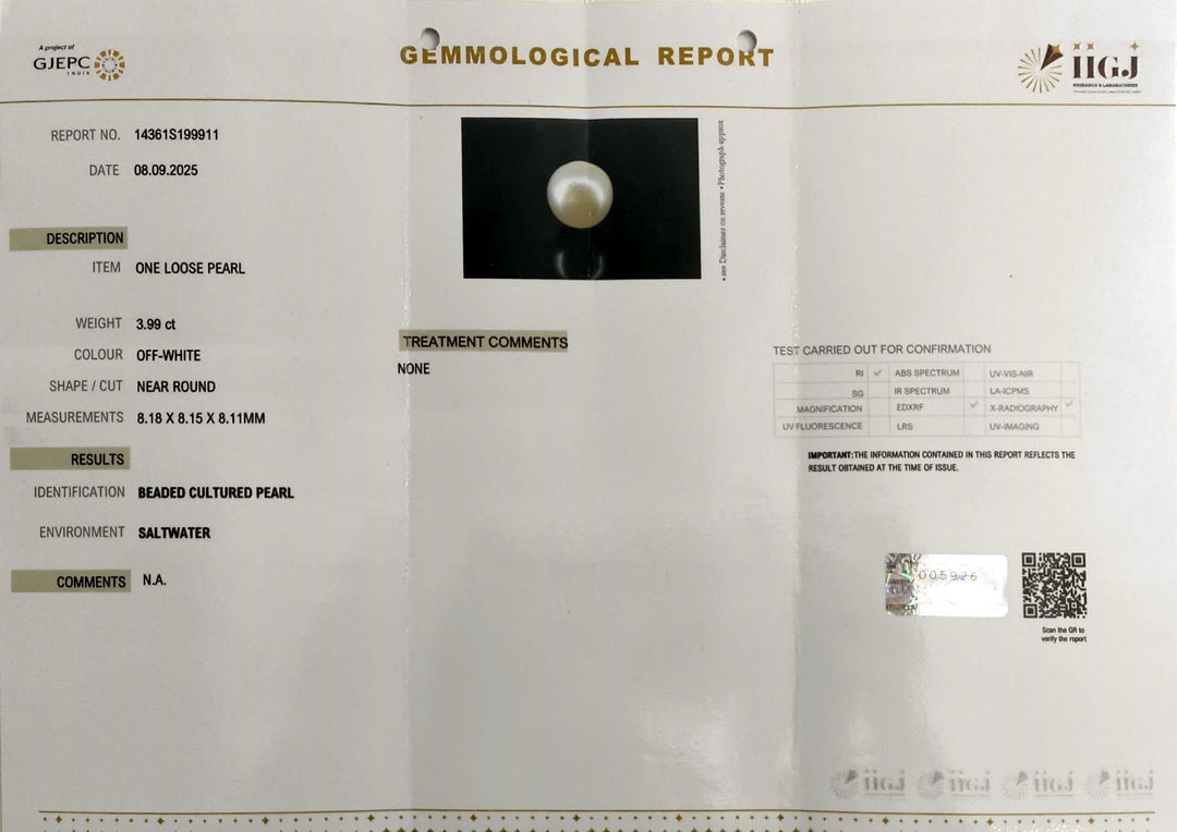 3.99/CT Natural South Sea Pearl Beads With Lab Certificate (1550)