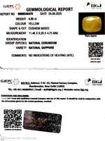 Load image into Gallery viewer, 4.89/CT Natural Yellow Sapphire With Govt Lab Certificate (4551)