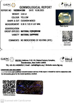 Load image into Gallery viewer, 3.64/CT Natural Yellow Sapphire With Govt Lab Certificate (34410)