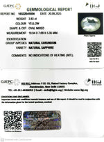 Load image into Gallery viewer, 3.93/CT Natural Yellow Sapphire With Govt Lab Certificate (23310)