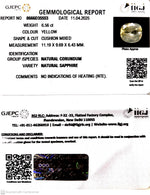 Load image into Gallery viewer, 6.56/CT Natural Yellow Sapphire With Govt Lab Certificate