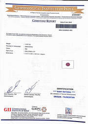 1.970/CT Natural Tajikistan Ruby with IIG Govt. Lab Certificate (165000)